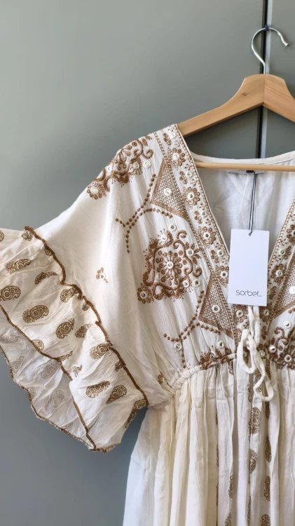 Dam klänning Sorbet i viskos boho med broderi – bild 3