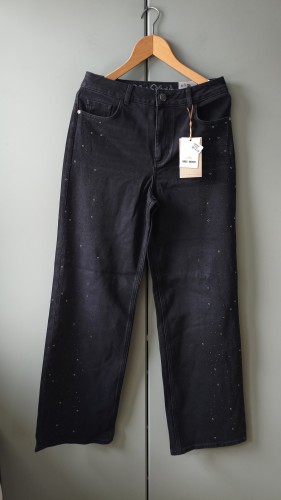 Damejeans fra Mos Mosh i bomuld og lyocell – vide denimbukser med dekorative detaljer
