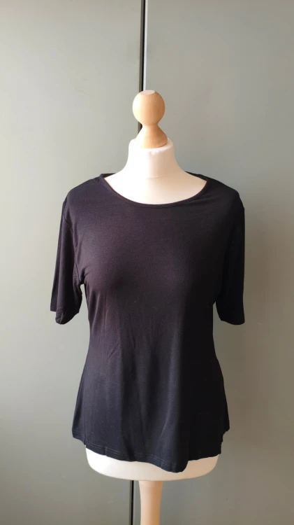 Lady Avenue – sort kortærmet T-shirt til damer i bambusviskose, blød T-shirt til natten