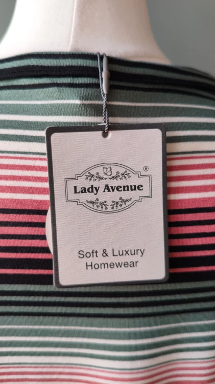 Lady Avenue – stribet natkjole til damer med lange ærmer, behagelig natkjole i bambusviskose – billede 6