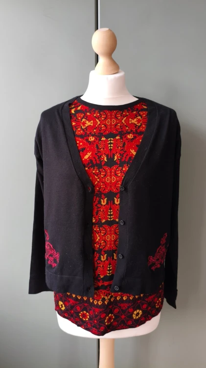 Desigual – elegant dame cardigan med 2-i-1 effekt, trøje med knapper – billede 4