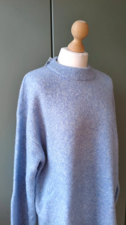 Kaffe – blød oversize dametrøje med tilsætning af uld og alpaka, varm premium-pullover – billede 3