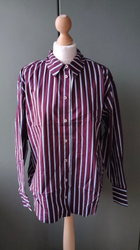 Kaffe – oversize bomuldsskjorte til kvinder med striber, klassisk skjortebluse med knapper