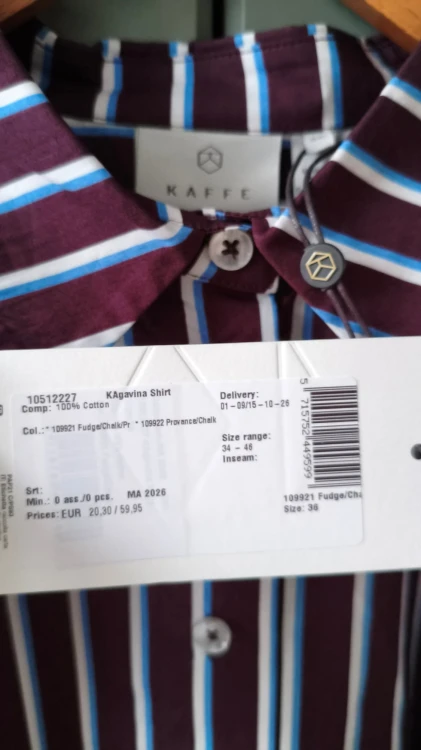 Kaffe – raidallinen oversize-puuvillapaita naisille, klassinen napillinen kauluspaita – kuva 8