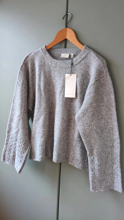 Kaffe – behagelig dametrøje med hulmønster, blød premium pullover – billede 3