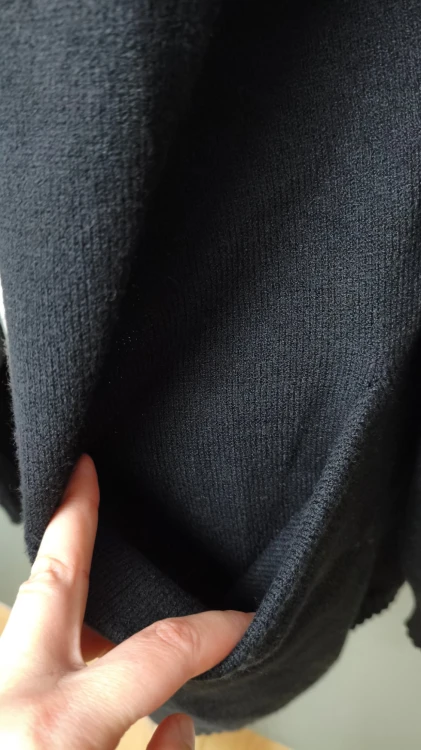 Kaffe – lang sort cardigan til damer med lommer, behagelig strikjakke uden lukning – billede 7