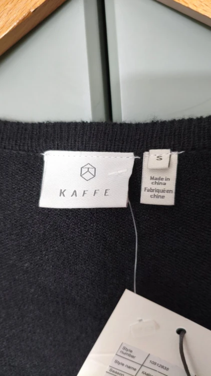 Kaffe – lång svart damcardigan med fickor, bekväm öppen cardigan utan knäppning – bild 9