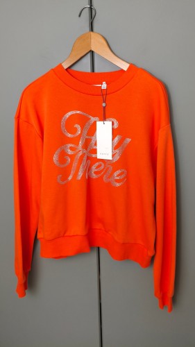 Kaffe – bomuldssweatshirt til kvinder med glitrende tekst, behagelig oversize sweatshirt i premium kvalitet