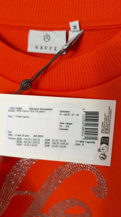 Kaffe – puuvillainen naisten collegepaita kimaltavalla tekstillä, mukava premium-oversize-collegepaita – kuva 7